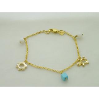 Gold 14k bracelet Children with semi precious stones ΒΡ 000551  Weight:3gr