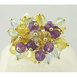 Gold 14k ring with semi precious stones  ΔΑ 000009  Weight:6.5gr