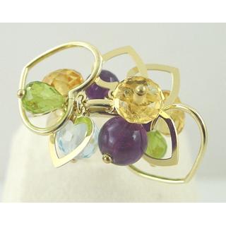 Gold 14k ring with semi precious stones ΔΑ 000012  Weight:9.19gr