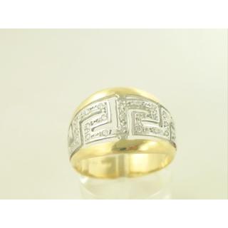 Gold 14k ring Greek key with Zircon ΔΑ 000104  Weight:3.42gr
