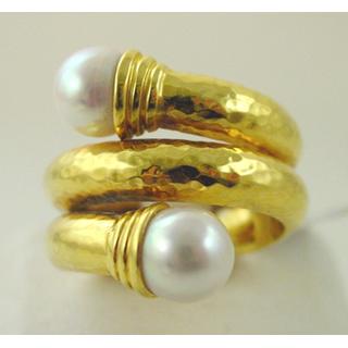 Χρυσό δαχτυλίδι Κ14 με μαργαριτάρια Μοντέρνα-Διάφορα ΔΑ 000464  Βάρος:9.46gr