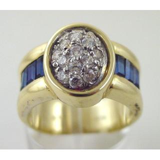 Χρυσό δαχτυλίδι Κ14 με πέτρες ζιργκόν Μοντέρνα-Διάφορα ΔΑ 000628  Βάρος:7.37gr