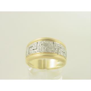 Χρυσό δαχτυλίδι Κ14 με πέτρες ζιργκόν Γκρέκα ΔΑ 000643  Βάρος:4.78gr