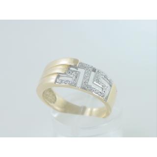 Χρυσό δαχτυλίδι Κ14 με πέτρες ζιργκόν Γκρέκα ΔΑ 000833  Βάρος:4.44gr