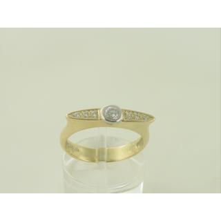 Χρυσό δαχτυλίδι Κ14 με πέτρες ζιργκόν Μοντέρνα-Διάφορα ΔΑ 001027  Βάρος:3.75gr