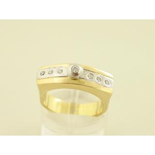 Χρυσό δαχτυλίδι Κ14 με πέτρες ζιργκόν Μοντέρνα-Διάφορα ΔΑ 001030  Βάρος:7.18gr