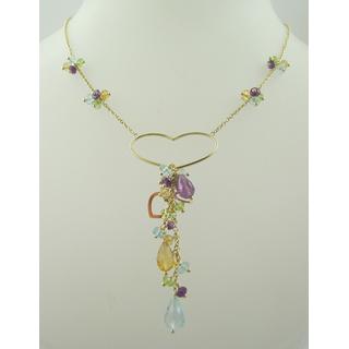 Gold 14k necklace with semi precious stones ΚΟ 000002  Weight:9.72gr