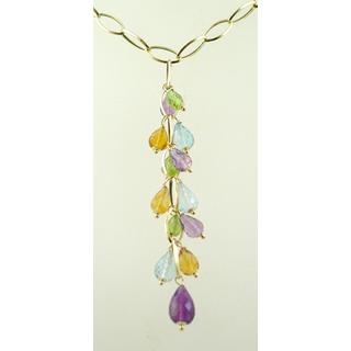 Gold 14k necklace with semi precious stones ΚΟ 000003  Weight:12.21gr