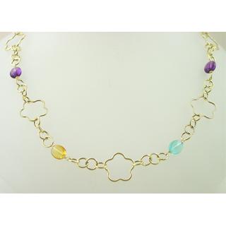 Gold 14k necklace with semi precious stones ΚΟ 000007  Weight:9.06gr