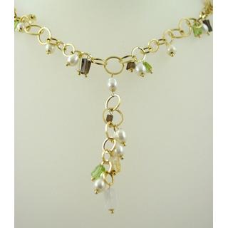 Gold 14k necklace with semi precious stones ΚΟ 000008  Weight:9gr