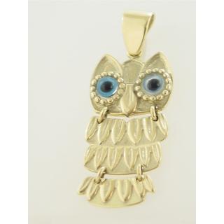Gold 14k pendants Owl ΜΕ 000153  Weight:6.39gr