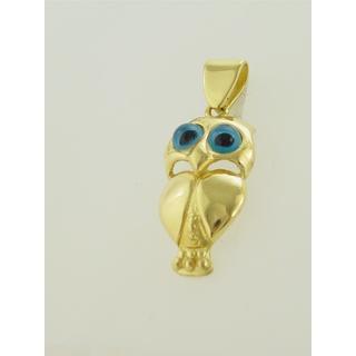 Gold 14k pendants Owl ΜΕ 000156  Weight:2.27gr