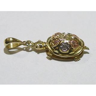 Gold 14k pendants Turtle with Zircon ΜΕ 000341  Weight:2.06gr