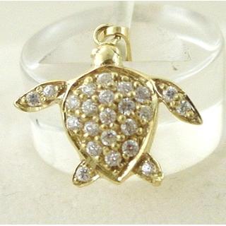 Gold 14k pendants Turtle with Zircon ΜΕ 000393  Weight:1.4gr