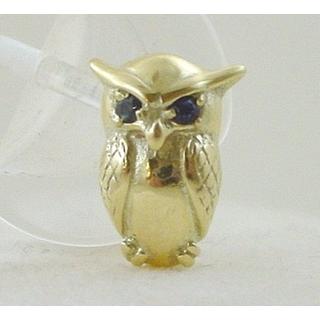Gold 14k pendants Owl with Zircon ΜΕ 000394  Weight:1.97gr