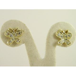 Gold 14k earrings Butterfly with Zircon ΣΚ 000018  Weight:1.43gr