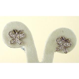 Gold 14k earrings Butterfly with Zircon ΣΚ 000019  Weight:1.43gr