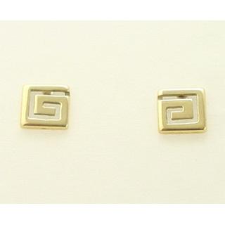 Gold 14k earrings Greek key ΣΚ 000021  Weight:1.16gr