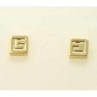 Gold 14k earrings Greek key ΣΚ 000023  Weight:1.4gr