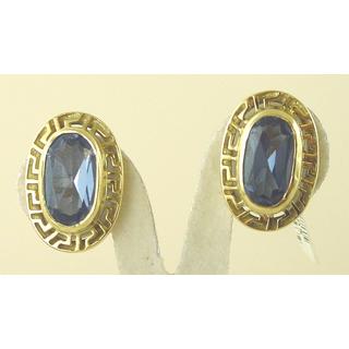 Gold 14k earrings Greek key with semi precious stones ΣΚ 000034  Weight:5.71gr
