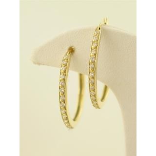 Χρυσά σκουλαρίκια Κ14 με ζιργκόν Μοντέρνα-Διάφορα ΣΚ 000418  Βάρος:7.57gr