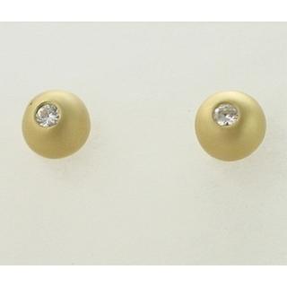 Χρυσά σκουλαρίκια Κ14 με ζιργκόν Μοντέρνα-Διάφορα ΣΚ 000485  Βάρος:1.94gr