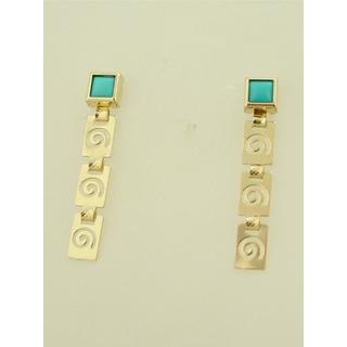 Χρυσά σκουλαρίκια Κ14 με ημιπολύτιμες πέτρες Σπείρα ΣΚ 000565  Βάρος:2.31gr