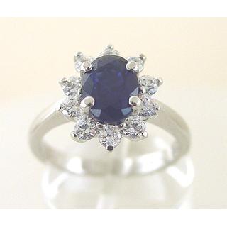 Gold 14k ring Solitaire with gemstones ΔΑ 001470  Weight:5.09gr