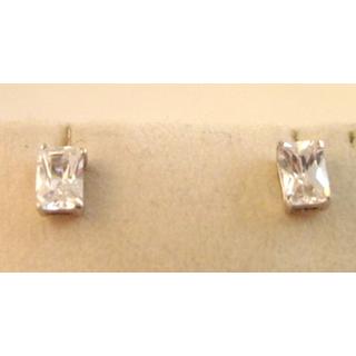Χρυσά σκουλαρίκια Κ14 με ζιργκόν Μονόπετρα-Κοσμήματα Γάμου ΣΚ 000987  Βάρος:1.37gr