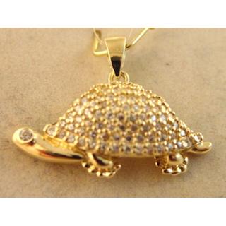 Gold 14k pendants Turtle with Zircon ΜΕ 000568  Weight:2.29gr