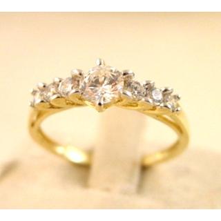 Χρυσό δαχτυλίδι Κ14 με πέτρες ζιργκόν Μονόπετρα-Κοσμήματα Γάμου ΔΑ 001739K  Βάρος:2.16gr