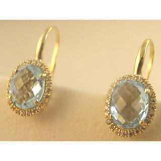 Χρυσά σκουλαρίκια Κ14 με ημιπολύτιμες πέτρες & ζιργκόν Μοντέρνα-Διάφορα ΣΚ 001010Β  Βάρος:5.64gr