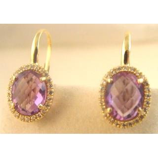 Gold 14k earrings with semi precious stones and Zircon ΣΚ 001010Γ  Weight:5.25gr
