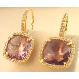 Gold 14k earrings with semi precious stones and Zircon ΣΚ 001011Β  Weight:11.73gr