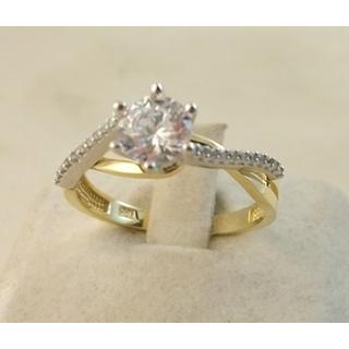 Χρυσό δαχτυλίδι Κ14 με πέτρες ζιργκόν Μονόπετρα-Κοσμήματα Γάμου ΔΑ 001840  Βάρος:3.18gr