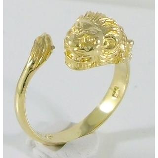 Χρυσό δαχτυλίδι Κ14 χωρίς πέτρες Δελφίνια,Φίδια,Λιοντάρια,κριάρ ΔΑ 002003  Βάρος:4.19gr