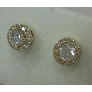 Χρυσά σκουλαρίκια Κ14 με ζιργκόν Μονόπετρα-Κοσμήματα Γάμου ΣΚ 001173Κ  Βάρος:1.72gr