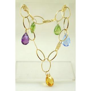 Gold 14k bracelet with semi precious stones ΒΡ 000008  Weight:4.61gr