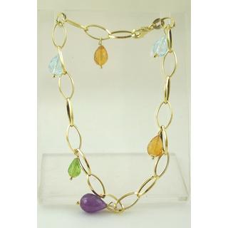 Gold 14k bracelet with semi precious stones ΒΡ 000010  Weight:4.98gr