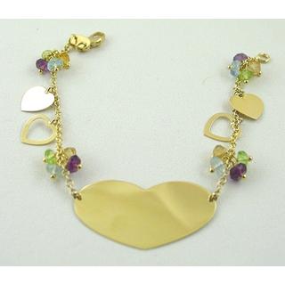 Gold 14k bracelet with semi precious stones ΒΡ 000088  Weight:5.78gr