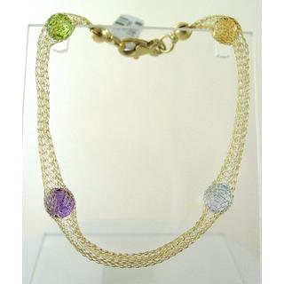 Gold 14k bracelet with semi precious stones ΒΡ 000141  Weight:4.16gr