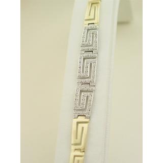 Gold 14k bracelet Greek key with Zircon ΒΡ 000201  Weight:11.2gr