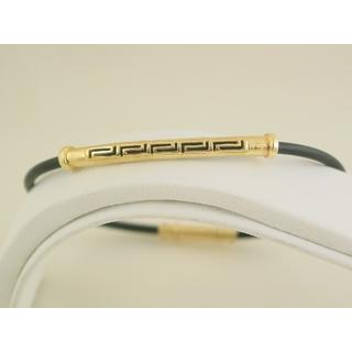 Gold 14k bracelet Greek key with Rubber ΒΡ 000392  Weight:4gr