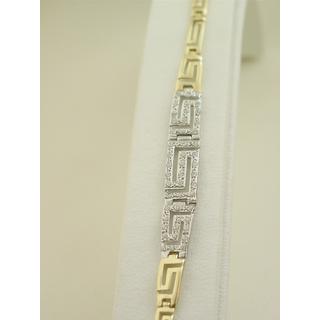 Gold 14k bracelet Greek key with Zircon ΒΡ 000427  Weight:9.5gr