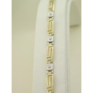 Gold 14k bracelet Greek key with Zircon ΒΡ 000475  Weight:10.7gr