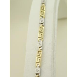 Gold 14k bracelet Greek key with Zircon ΒΡ 000476  Weight:11.1gr