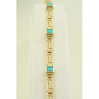 Gold 14k bracelet Greek key with semi precious stones ΒΡ 000494  Weight:7.6gr