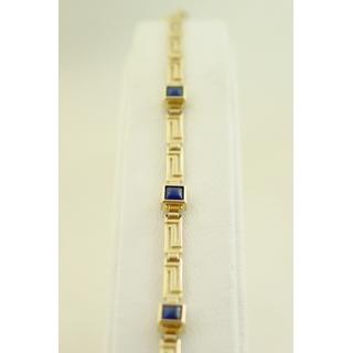 Gold 14k bracelet Greek key with semi precious stones ΒΡ 000495  Weight:6.3gr