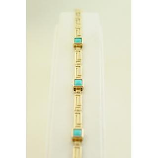 Gold 14k bracelet Greek key with semi precious stones ΒΡ 000496  Weight:6.3gr
