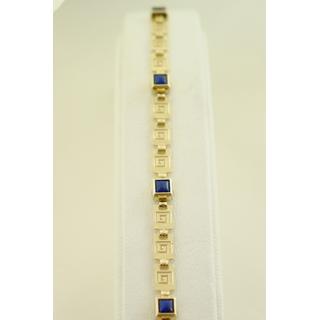 Gold 14k bracelet Greek key with semi precious stones ΒΡ 000497  Weight:6gr